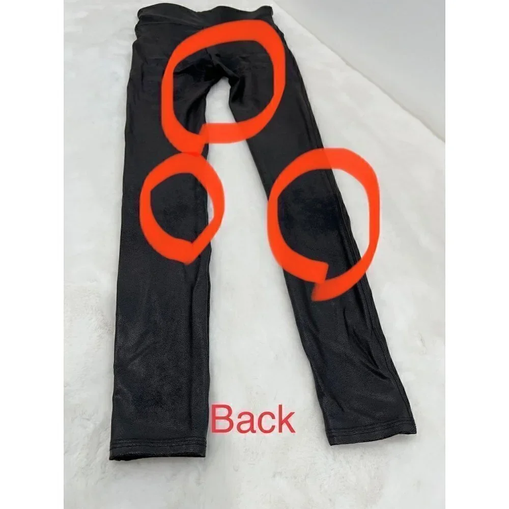 SPANX Size S Faux Leather Leggings Coated Black